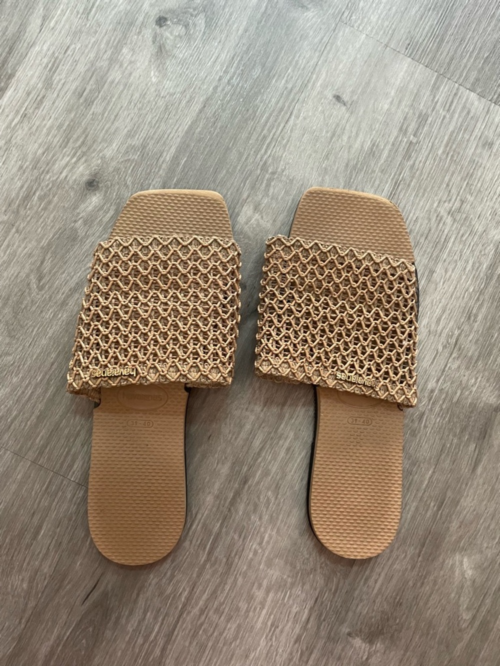 Havaianas Tan Woven Slide Sandals